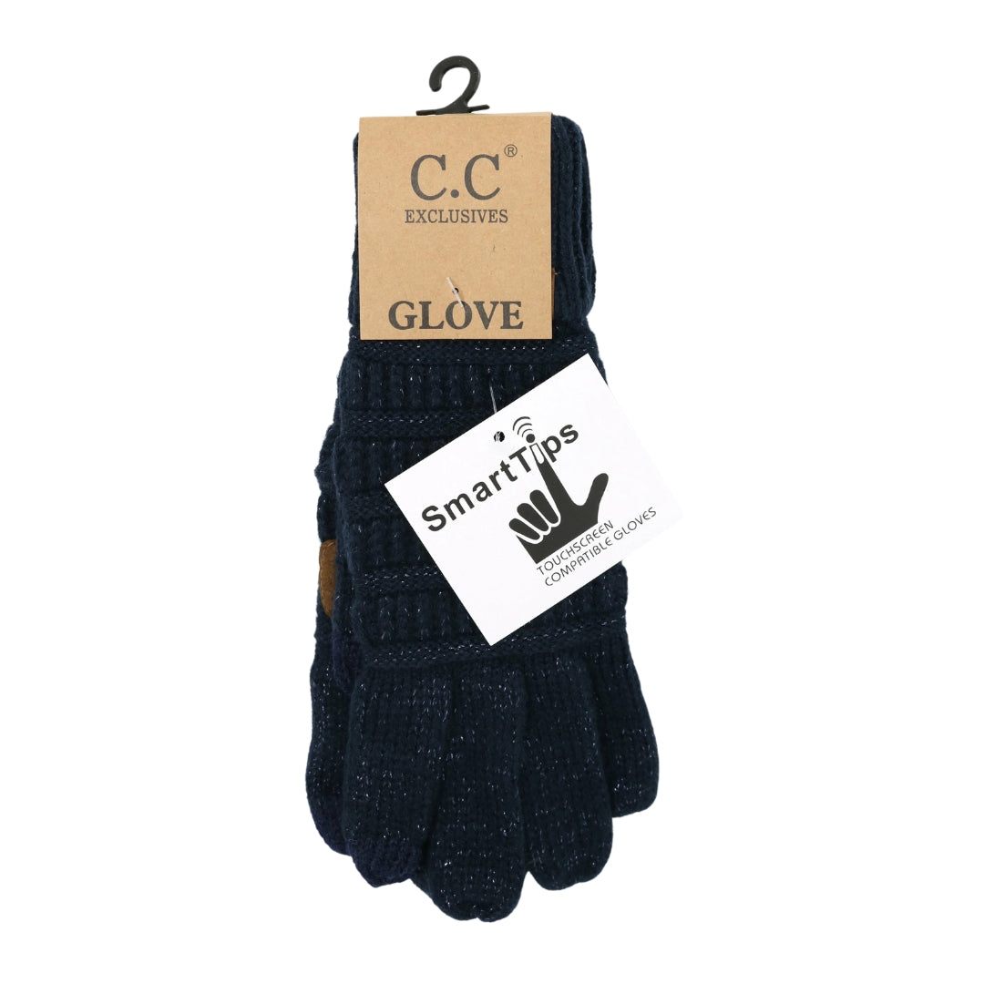 Metallic Cable Knit CC Gloves G20MET