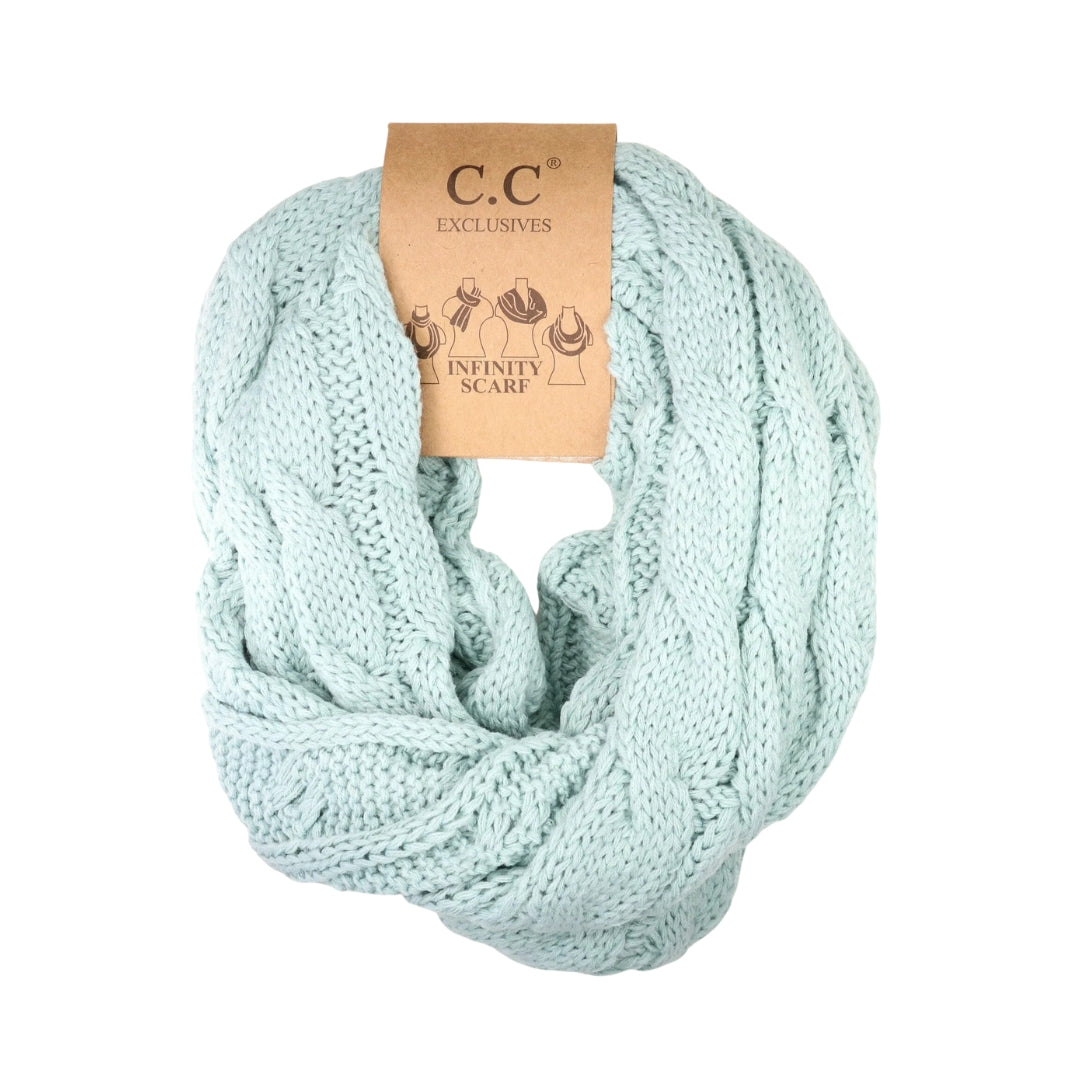 Solid Cable Knit CC Infinity Scarf SF800