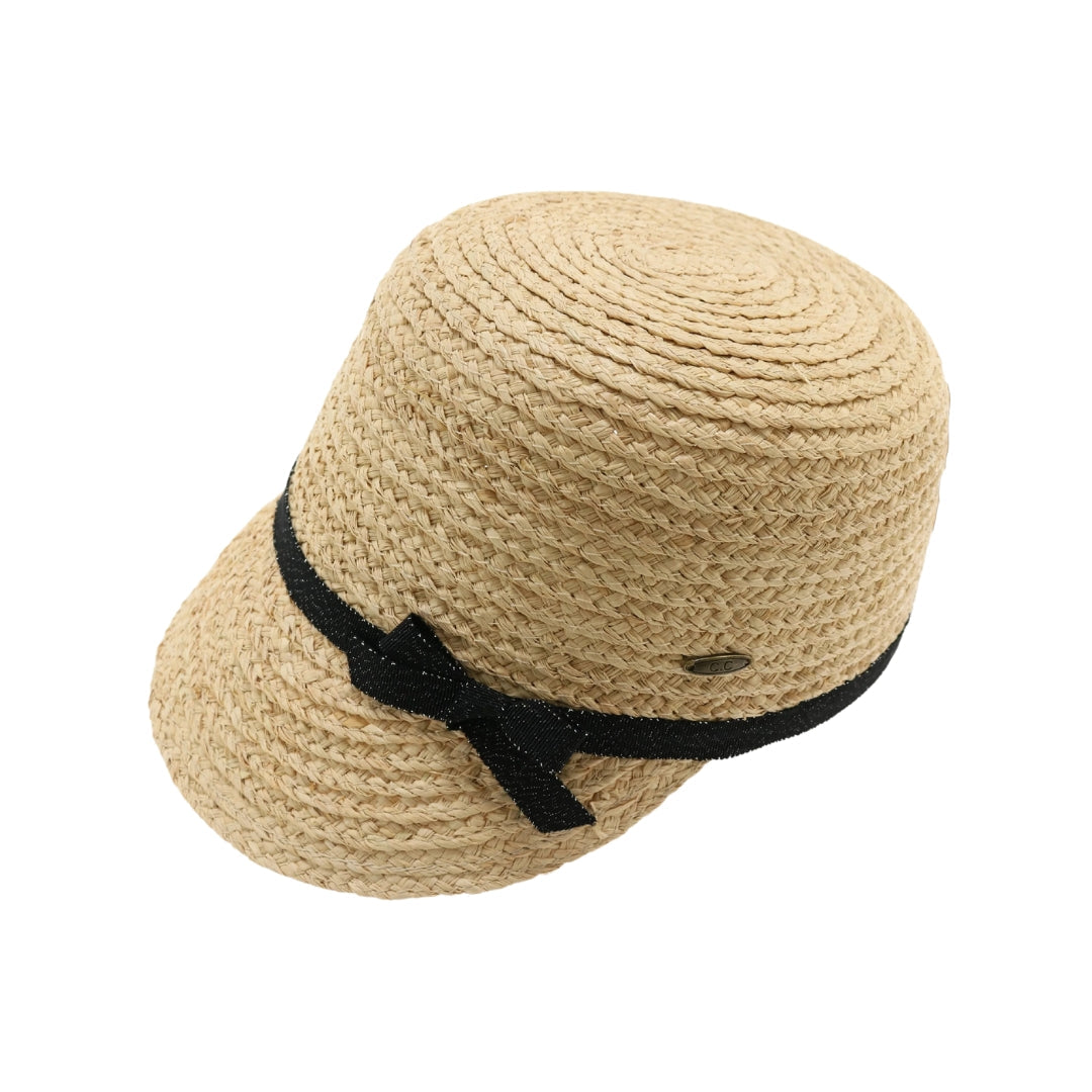 Raffia Riding Cap w/Ribbon Hat ST3008