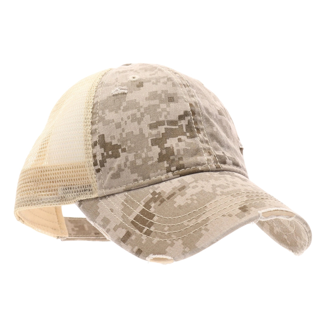 Digital Camouflage Mesh Back High Pony CC Ball Cap BT927