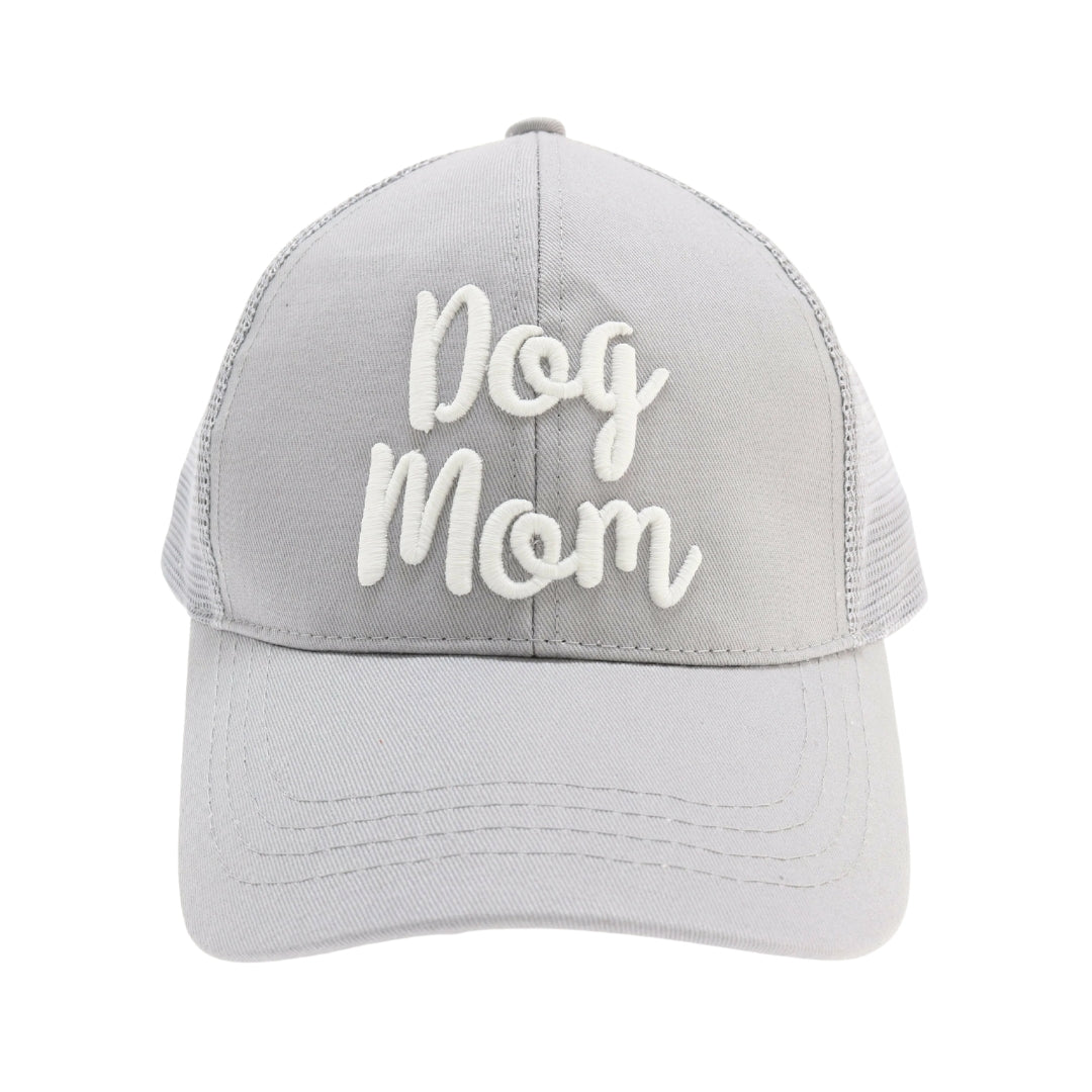 Dog Mom Embroidered Mesh Back High Ponytail CC Ball Cap BT10-DM