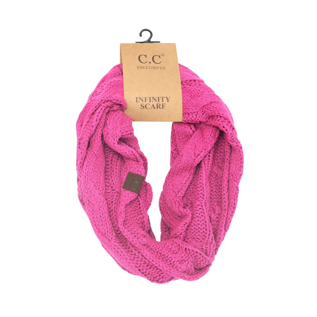 Solid Cable Knit CC Infinity Scarf SF800