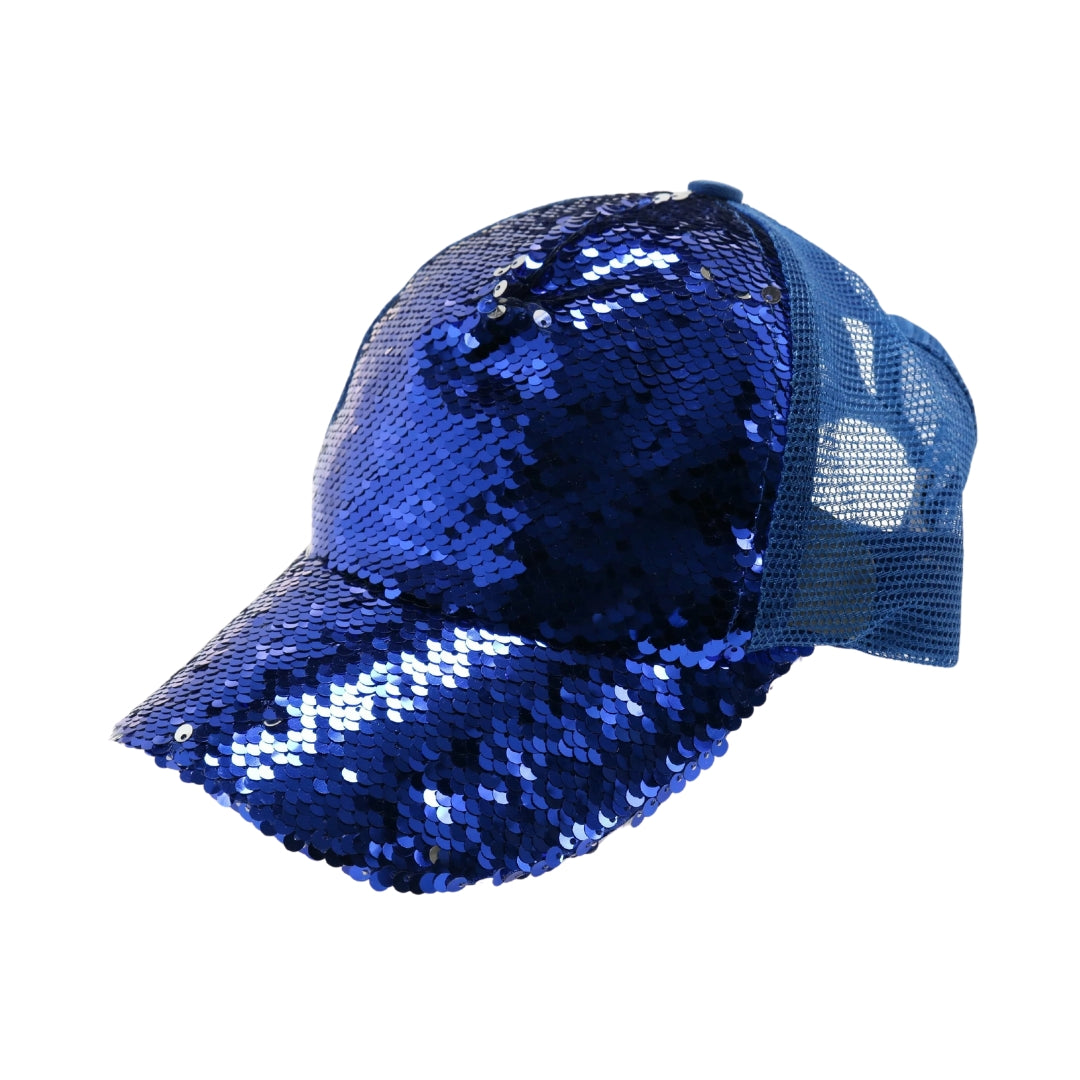 Sequin Mesh Back High Ponytail CC Ball Cap BT723