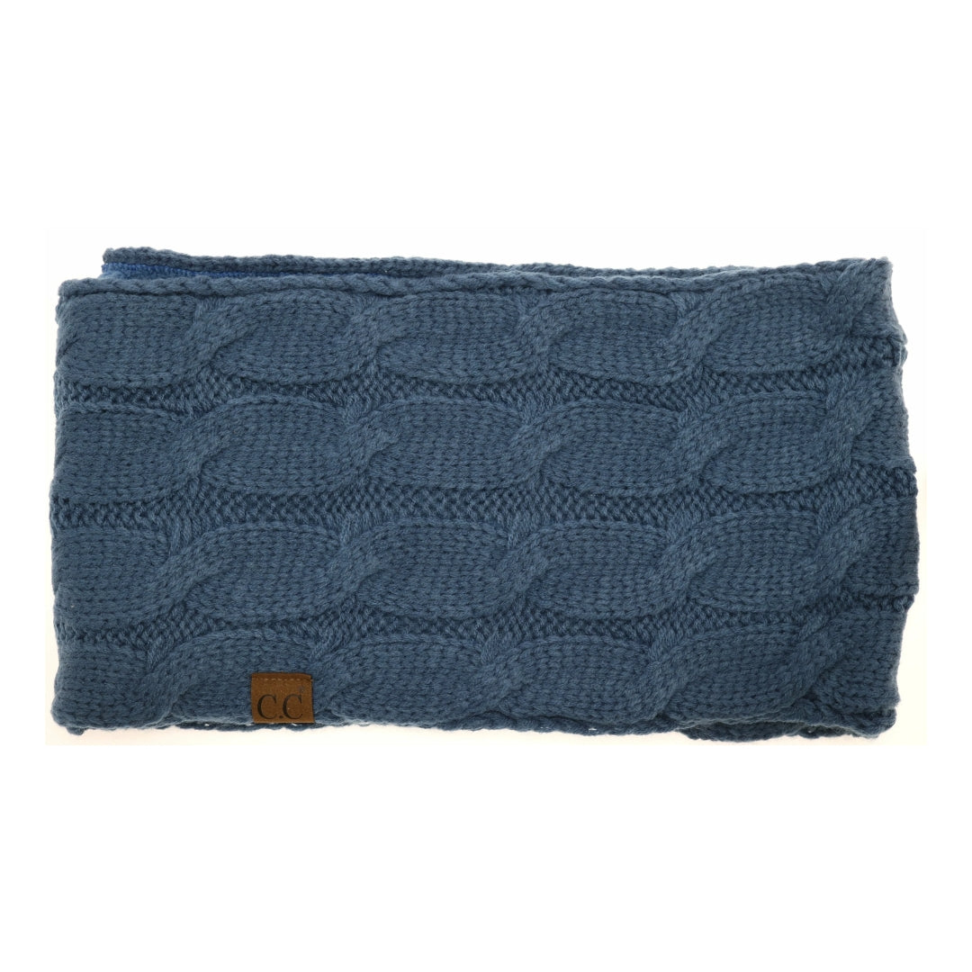 Fuzzy Lined Solid Cable Knit CC Infinity Scarf SF25