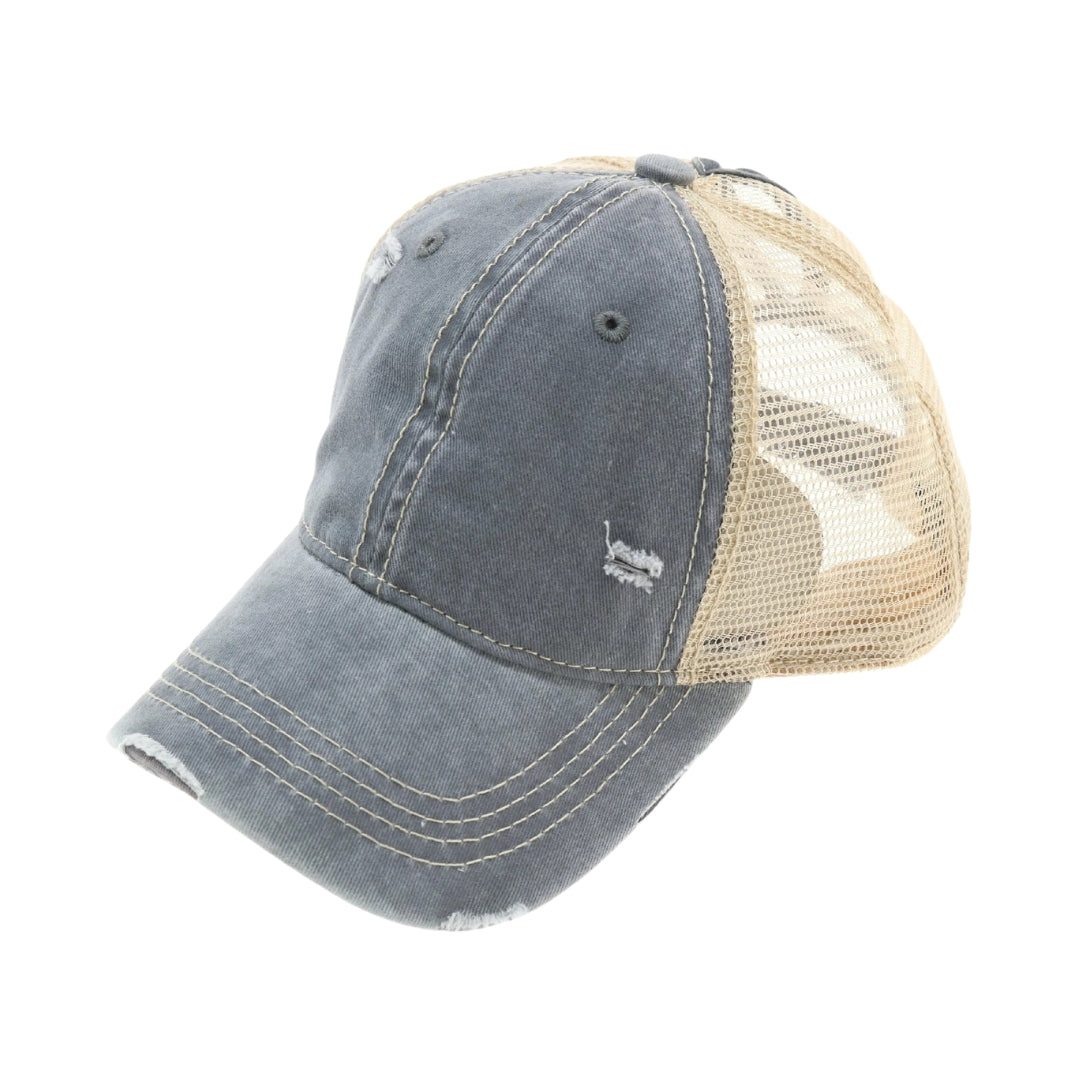 Washed Mesh Back High Pony CC Ball Cap BT12