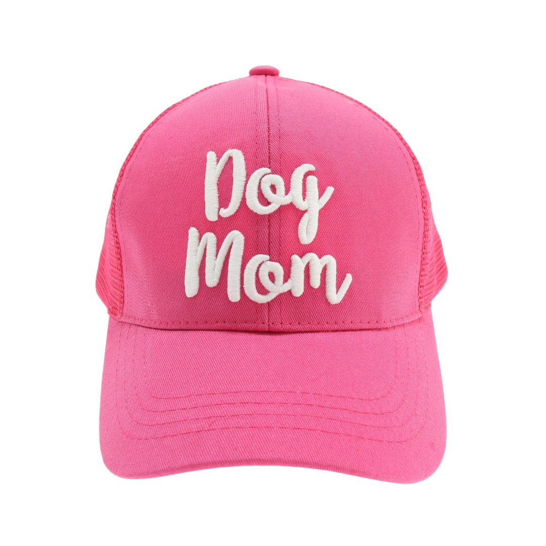 Dog Mom Embroidered Mesh Back High Ponytail CC Ball Cap BT10-DM