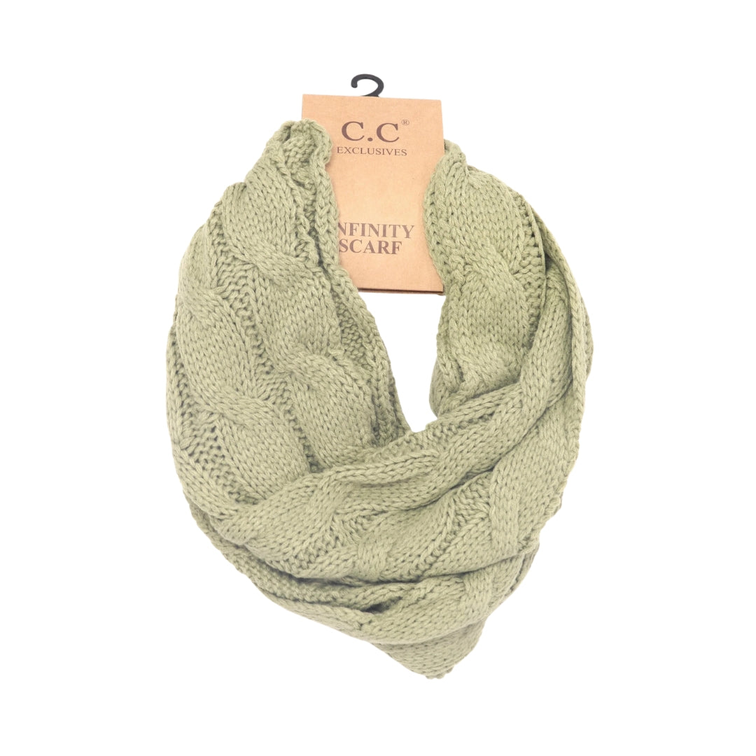 Solid Cable Knit CC Infinity Scarf SF800