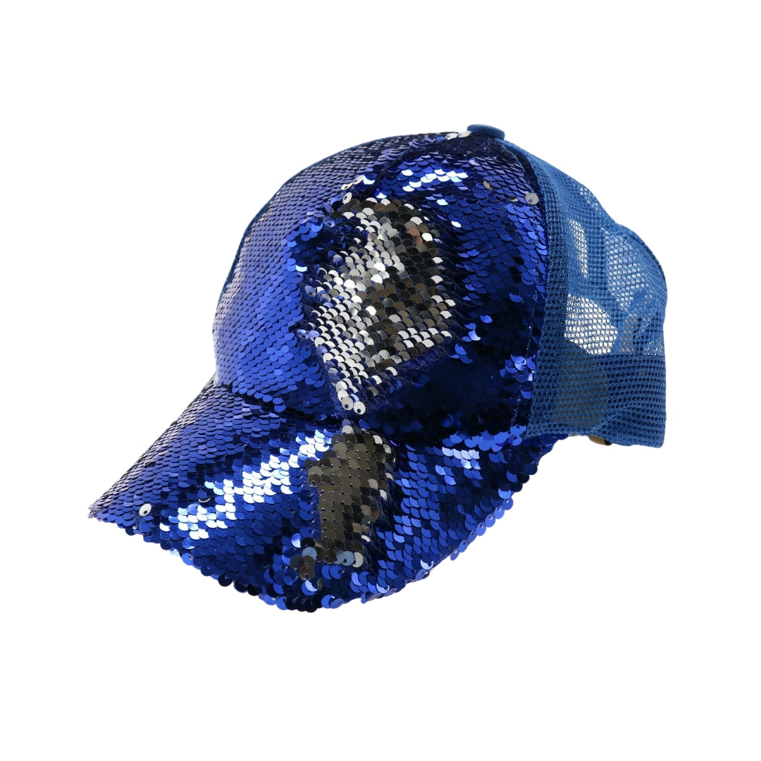 Sequin Mesh Back High Ponytail CC Ball Cap BT723