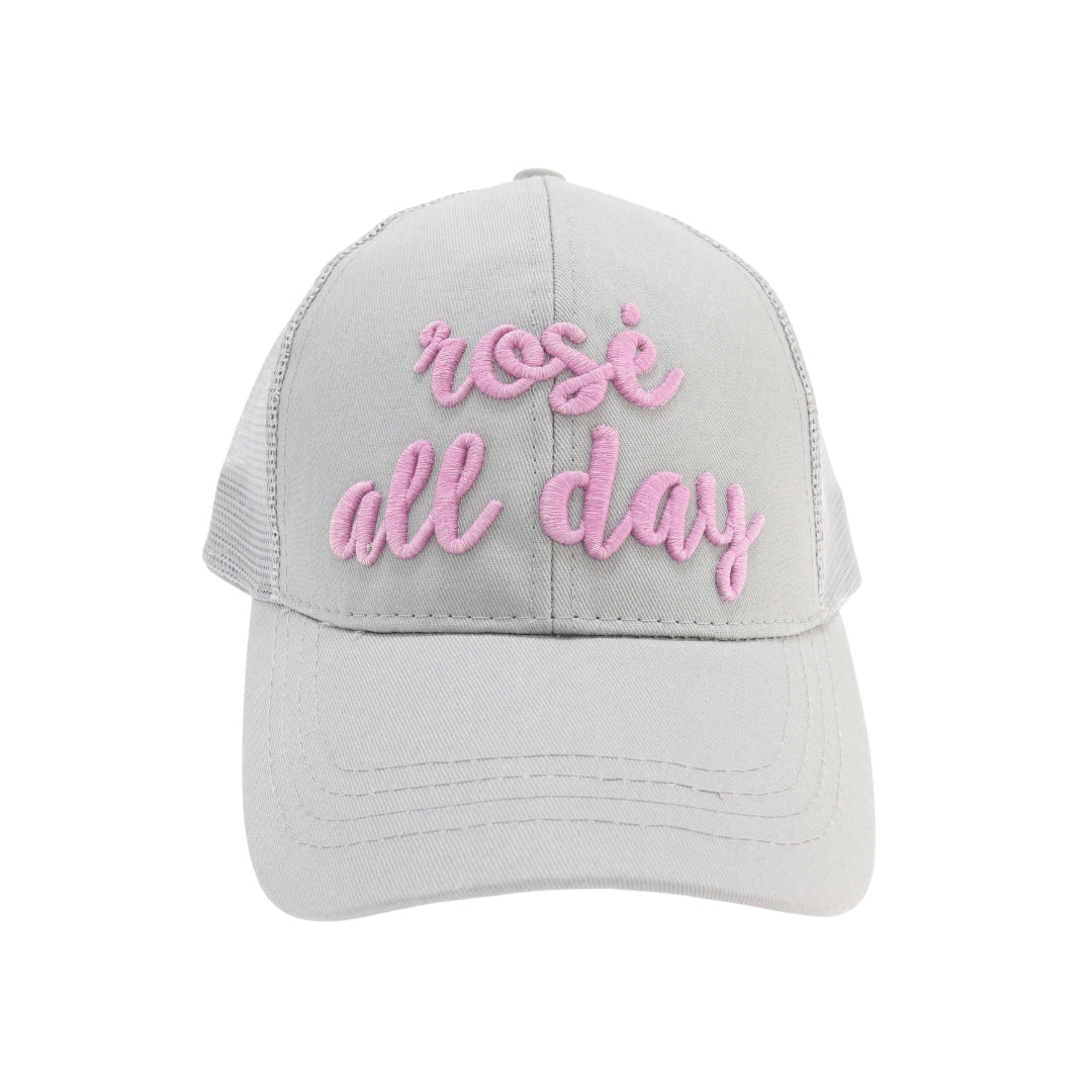 Rose All Day Embroidered High Ponytail CC Ball Cap BT10-RAD