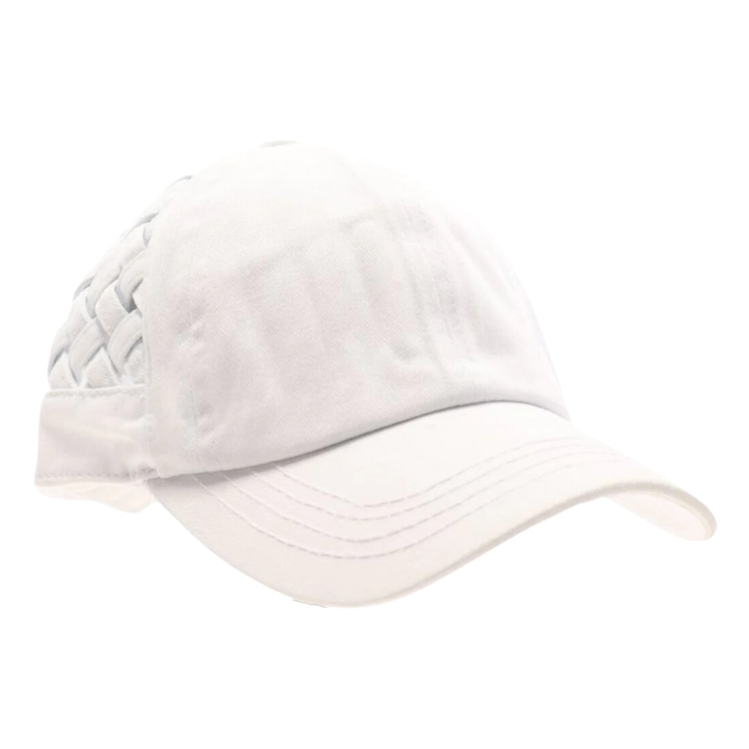 Basket Woven Criss-Cross High Ponytail CC Ball Cap BT922