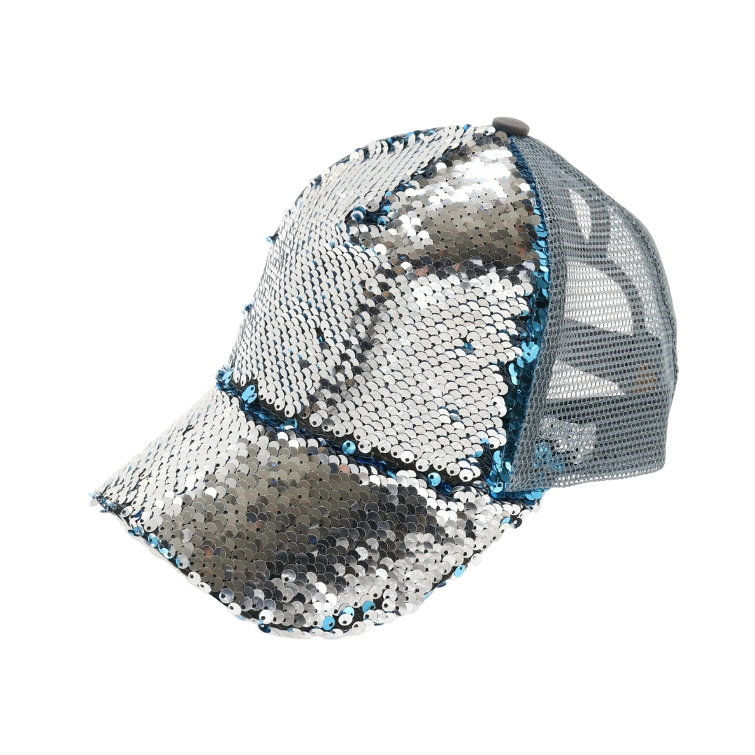 Sequin Mesh Back High Ponytail CC Ball Cap BT723