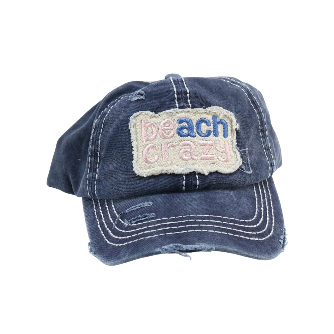 Beach Crazy Embroidered High Ponytail CC Ball Cap BT761