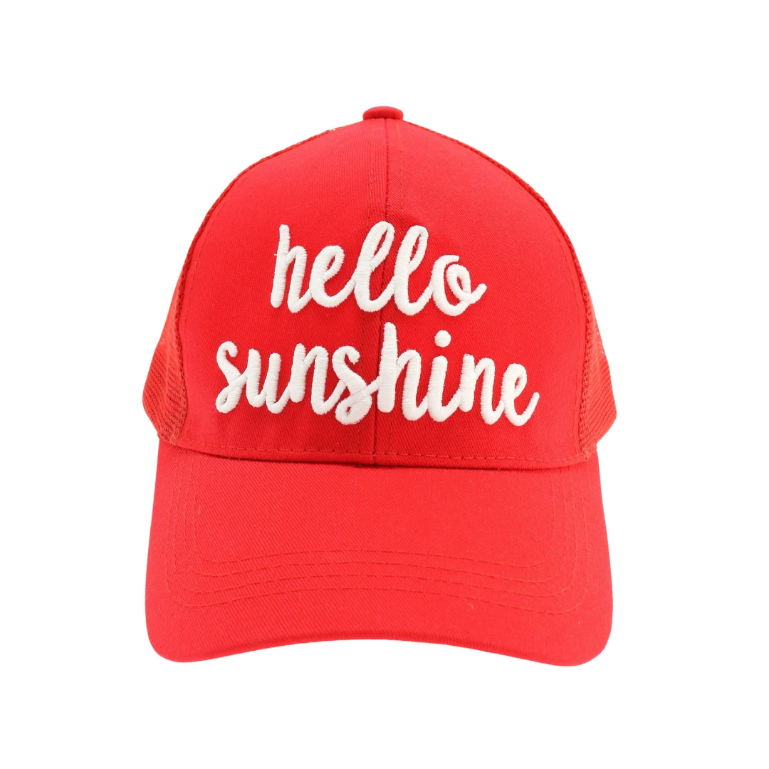 Hello Sunshine Embroidered Mesh Back High Ponytail CC Ball Cap BT10-HS