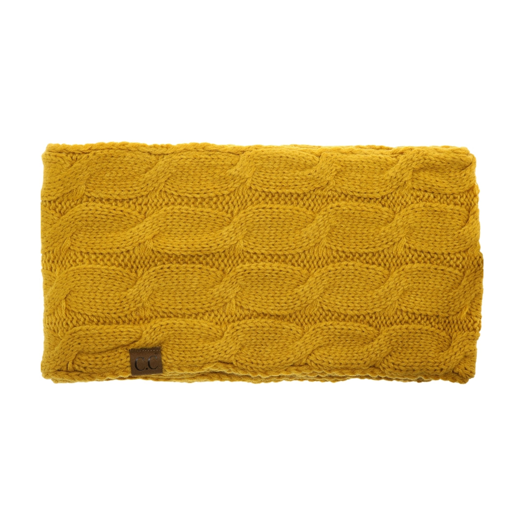 Fuzzy Lined Solid Cable Knit CC Infinity Scarf SF25