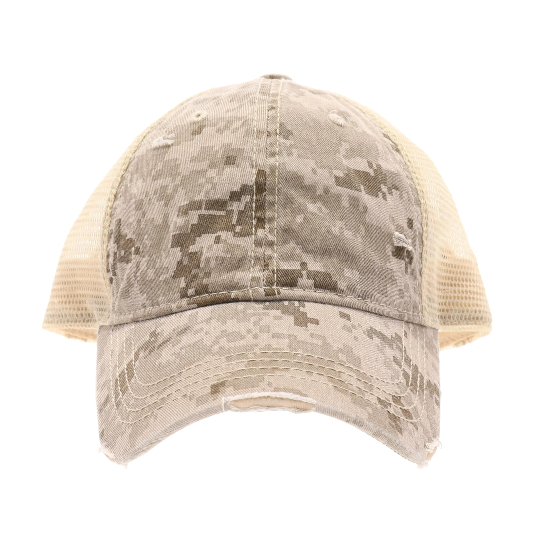 Digital Camouflage Mesh Back High Pony CC Ball Cap BT927