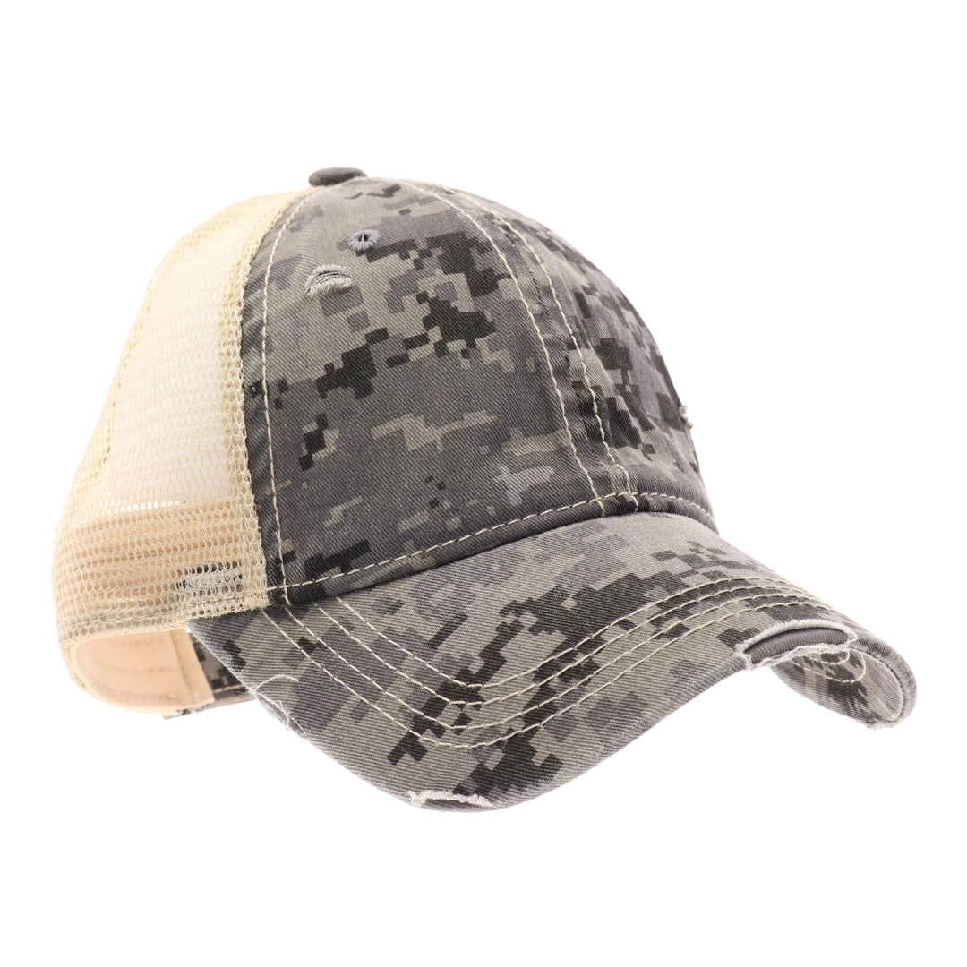 Digital Camouflage Mesh Back High Pony CC Ball Cap BT927