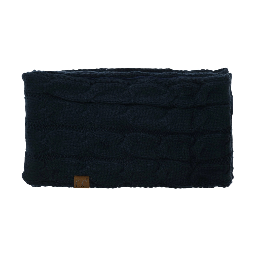 Fuzzy Lined Solid Cable Knit CC Infinity Scarf SF25