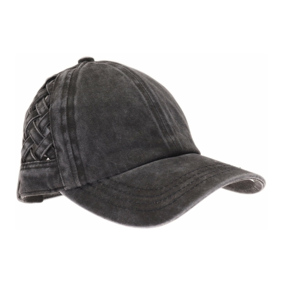 Basket Woven Criss-Cross High Ponytail CC Ball Cap BT922