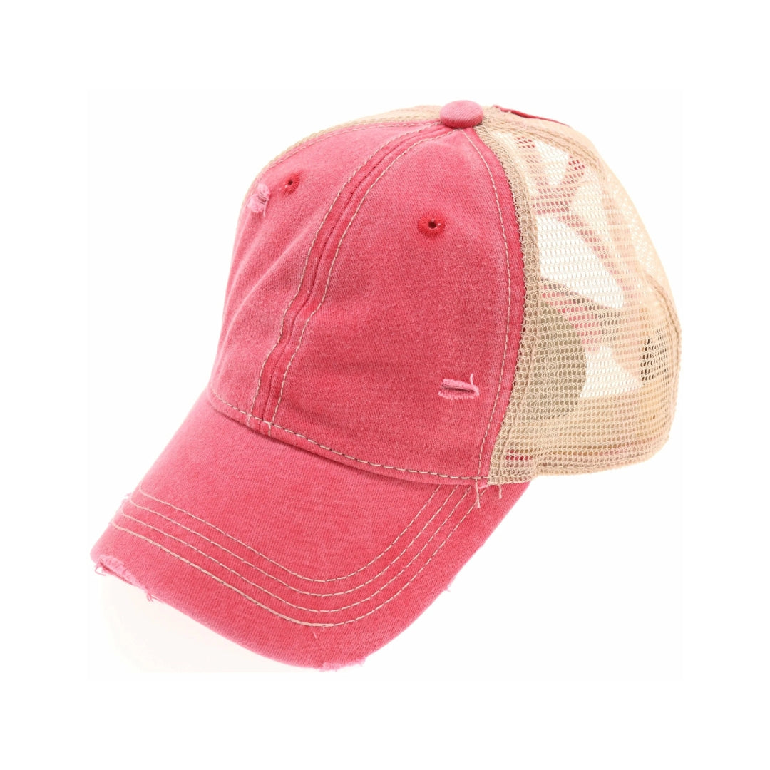 Washed Mesh Back High Pony CC Ball Cap BT12