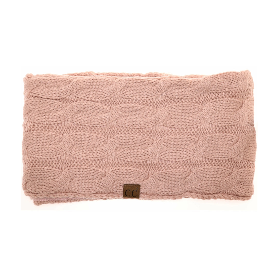 Fuzzy Lined Solid Cable Knit CC Infinity Scarf SF25