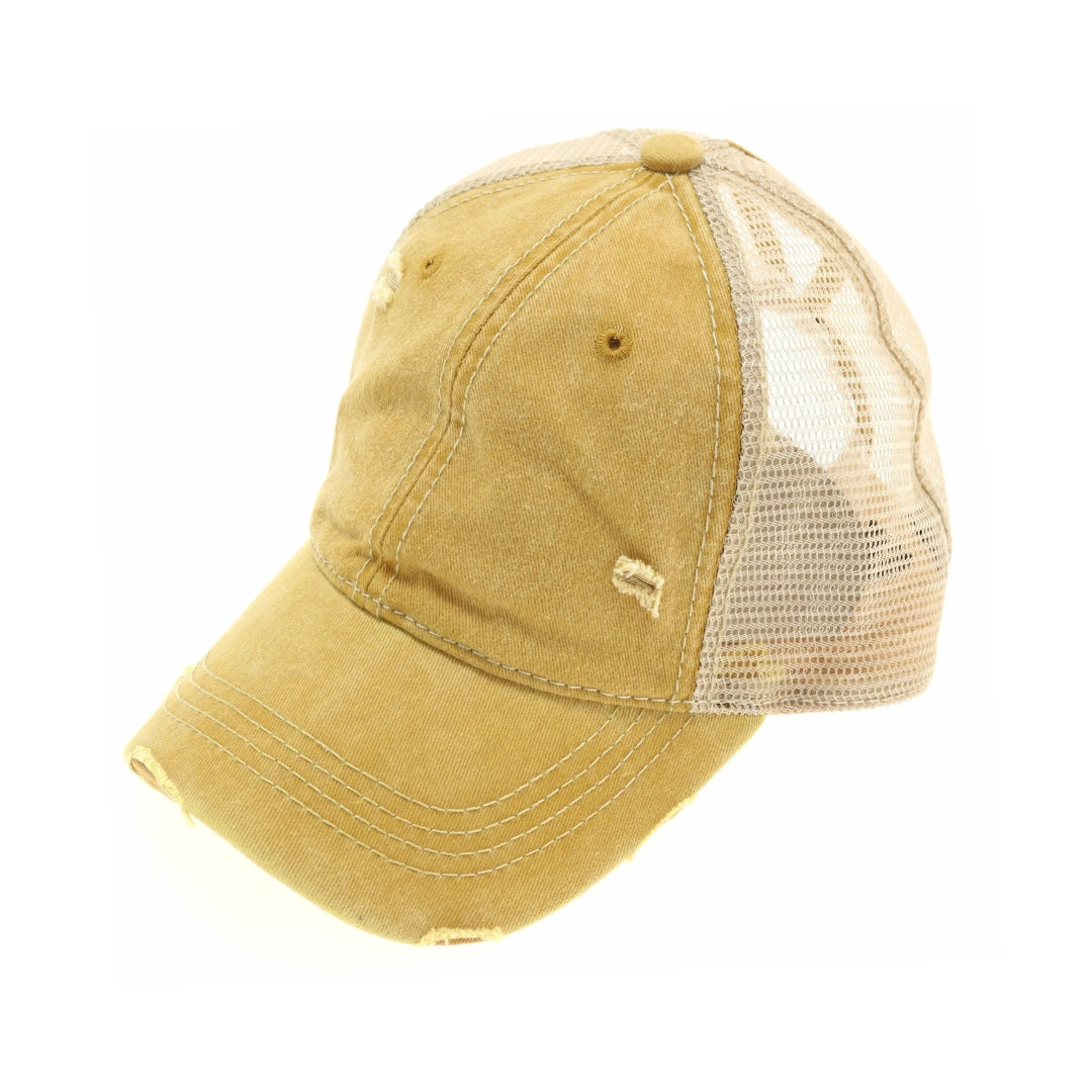 Washed Mesh Back High Pony CC Ball Cap BT12