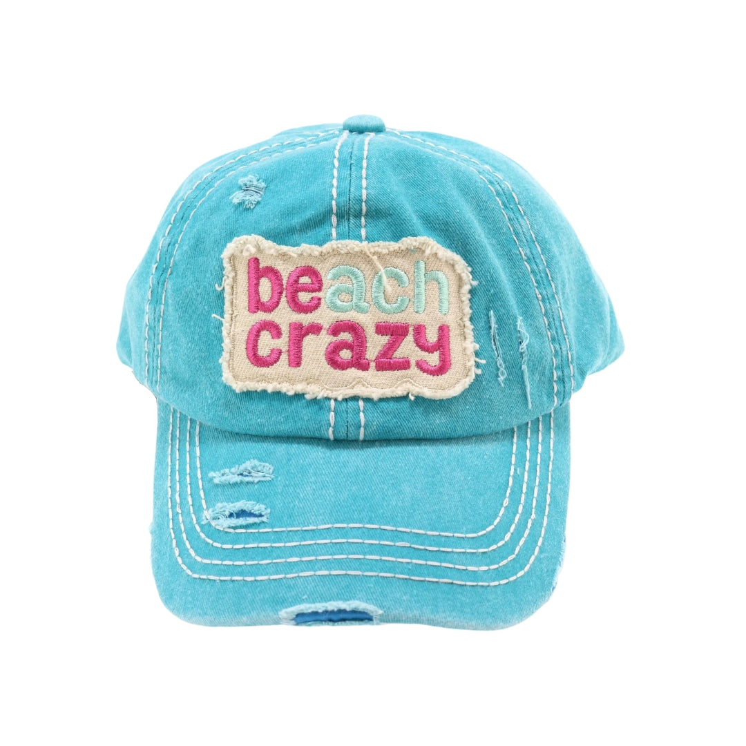 Beach Crazy Embroidered High Ponytail CC Ball Cap BT761