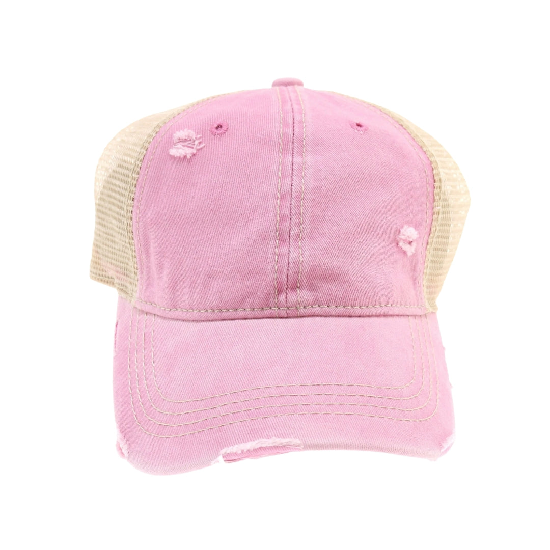 Washed Mesh Back High Pony CC Ball Cap BT12