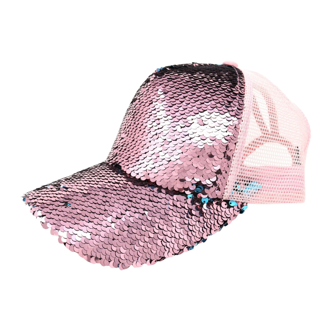 Sequin Mesh Back High Ponytail CC Ball Cap BT723