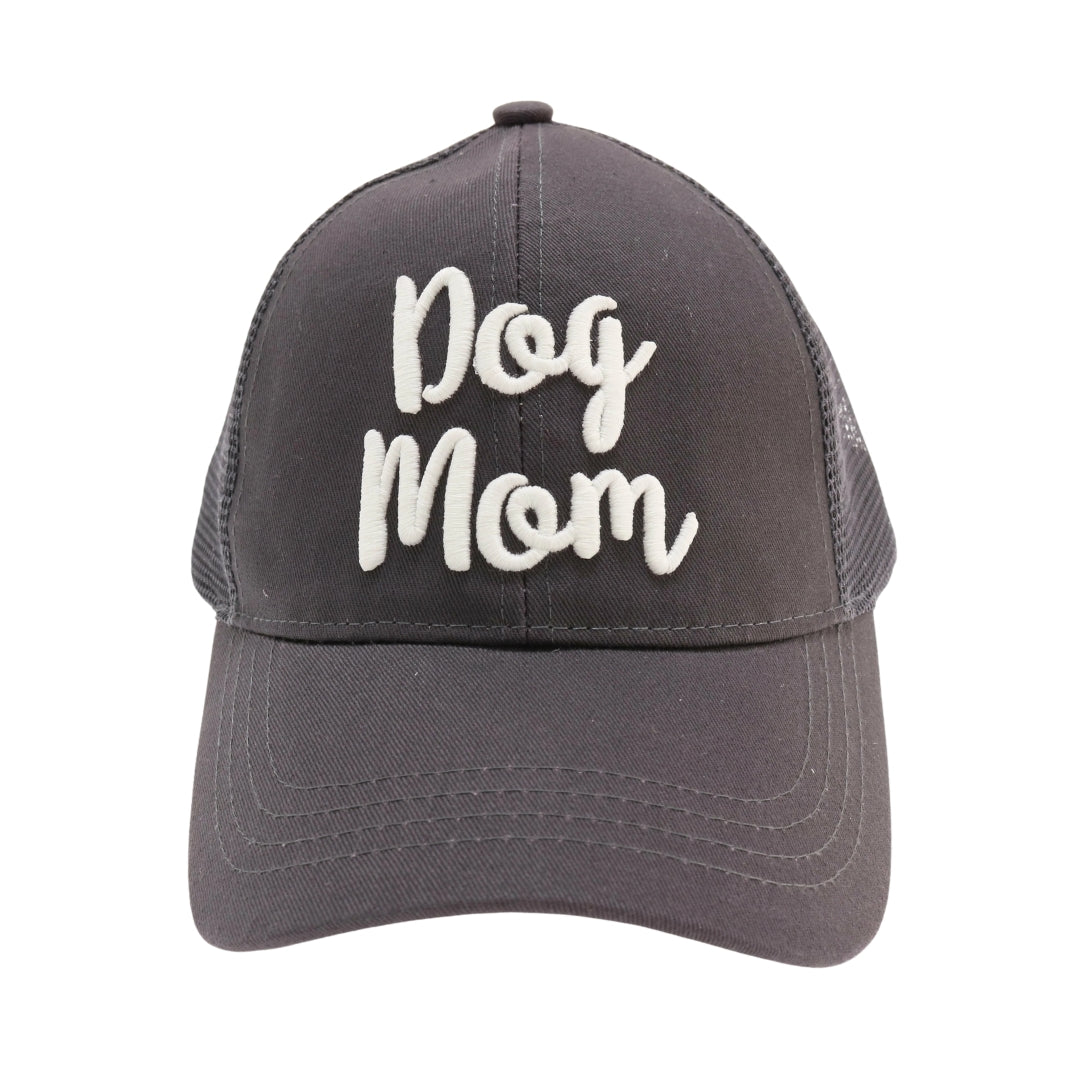 Dog Mom Embroidered Mesh Back High Ponytail CC Ball Cap BT10-DM