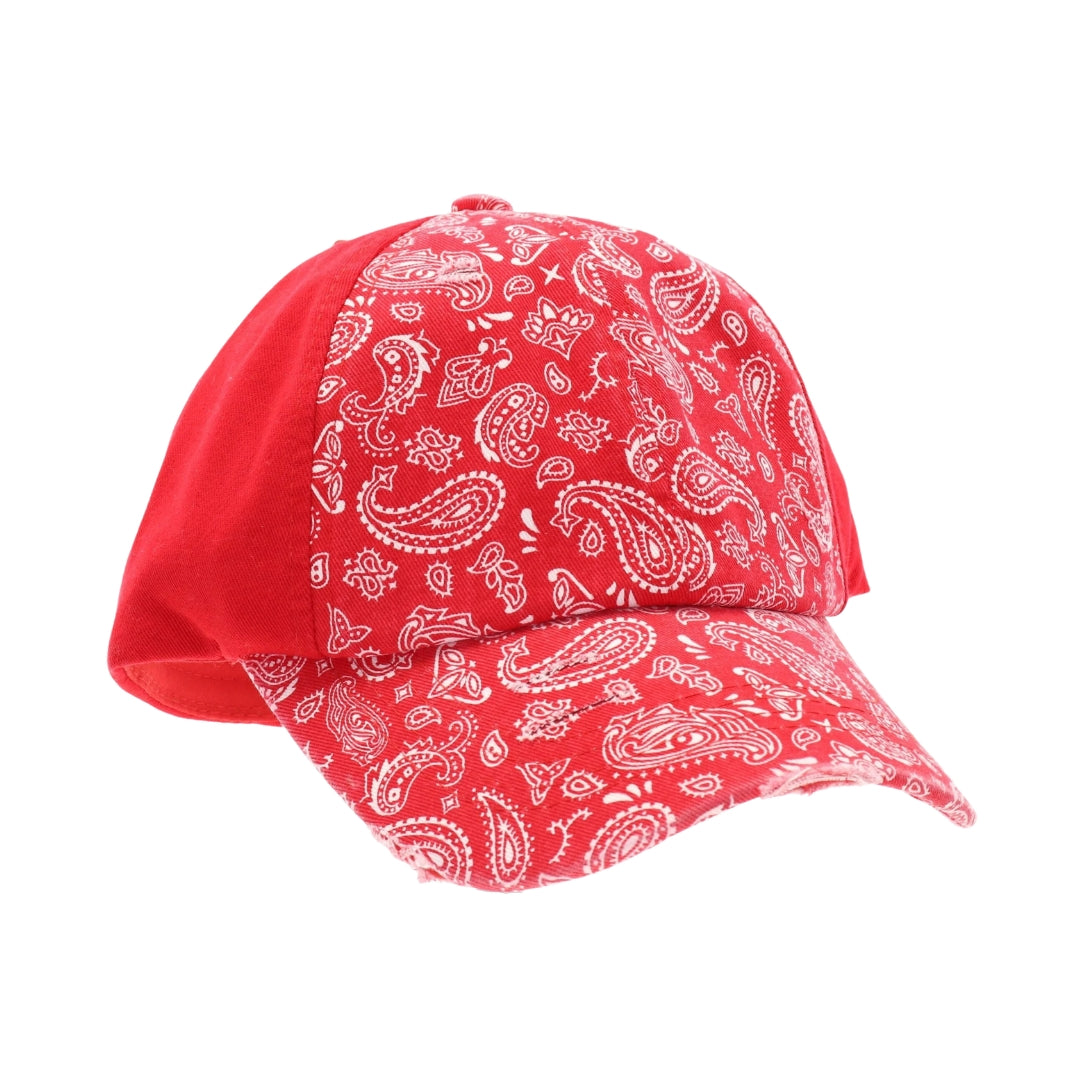 Paisley Criss-Cross High Pony Ball Cap BT792