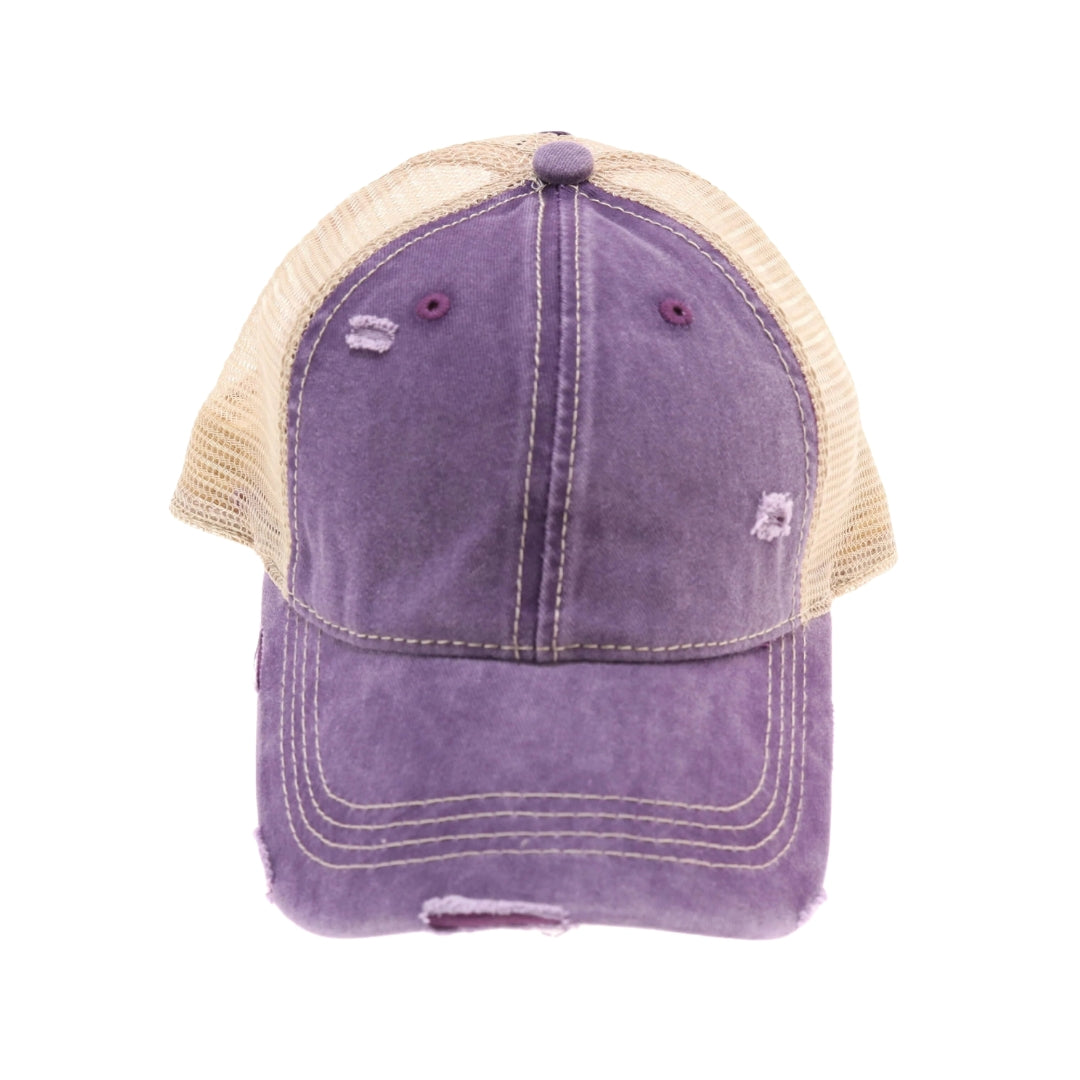 Washed Mesh Back High Pony CC Ball Cap BT12