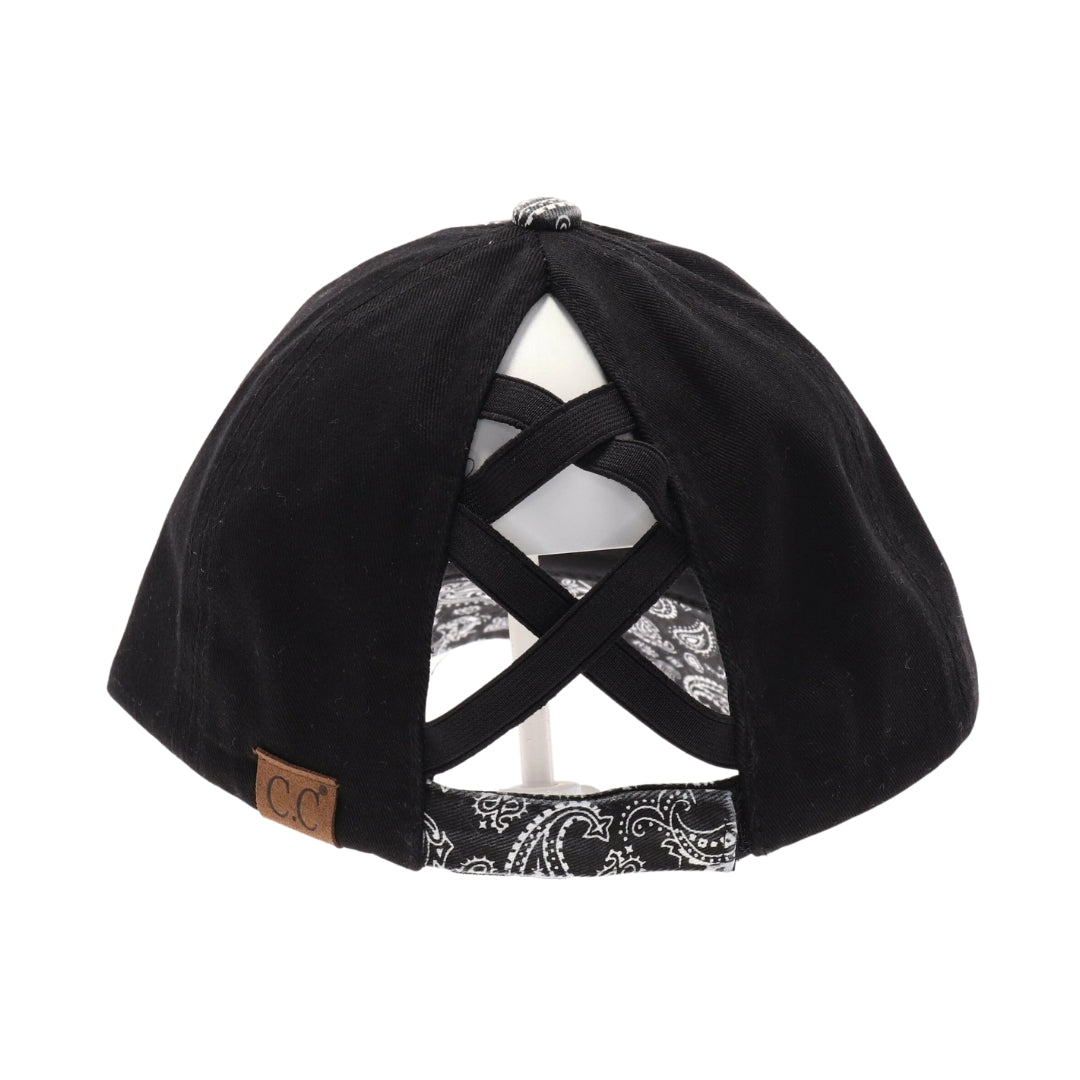 Paisley Criss-Cross High Pony Ball Cap BT792