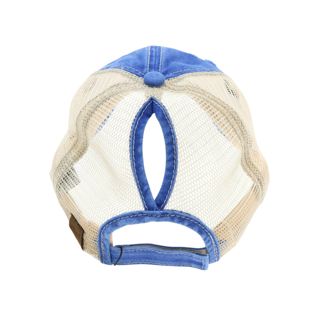 Washed Mesh Back High Pony CC Ball Cap BT12