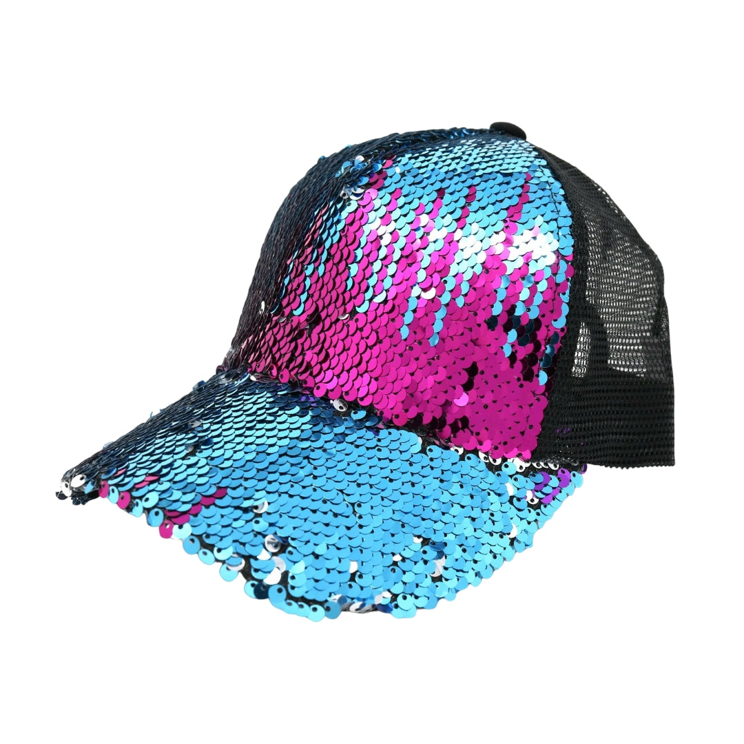 Sequin Mesh Back High Ponytail CC Ball Cap BT723