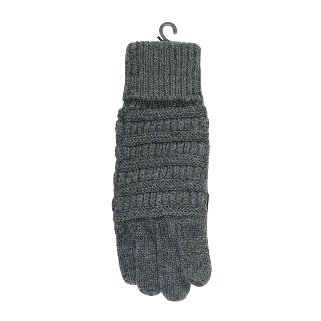 Metallic Cable Knit CC Gloves G20MET