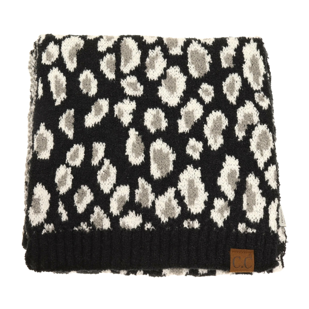 Leopard Boucle Knit Scarf SF7001