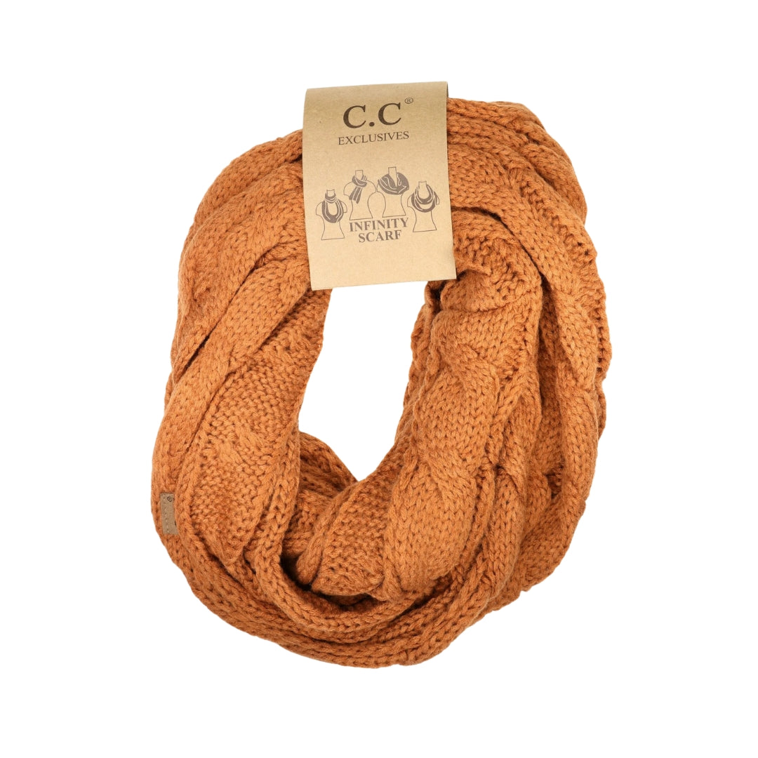 Solid Cable Knit CC Infinity Scarf SF800