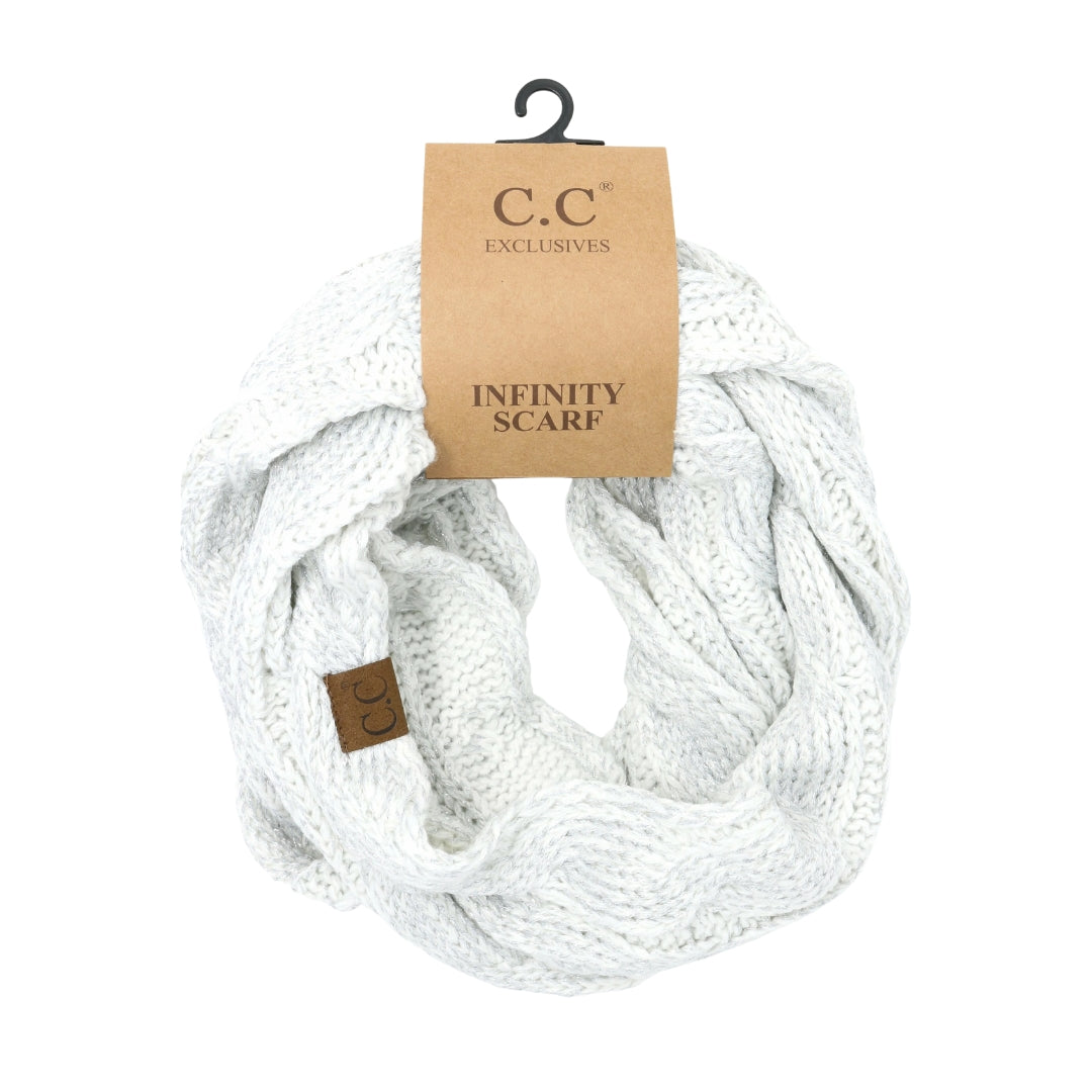 Metallic Cable Knit CC Infinity Scarf SF800MET