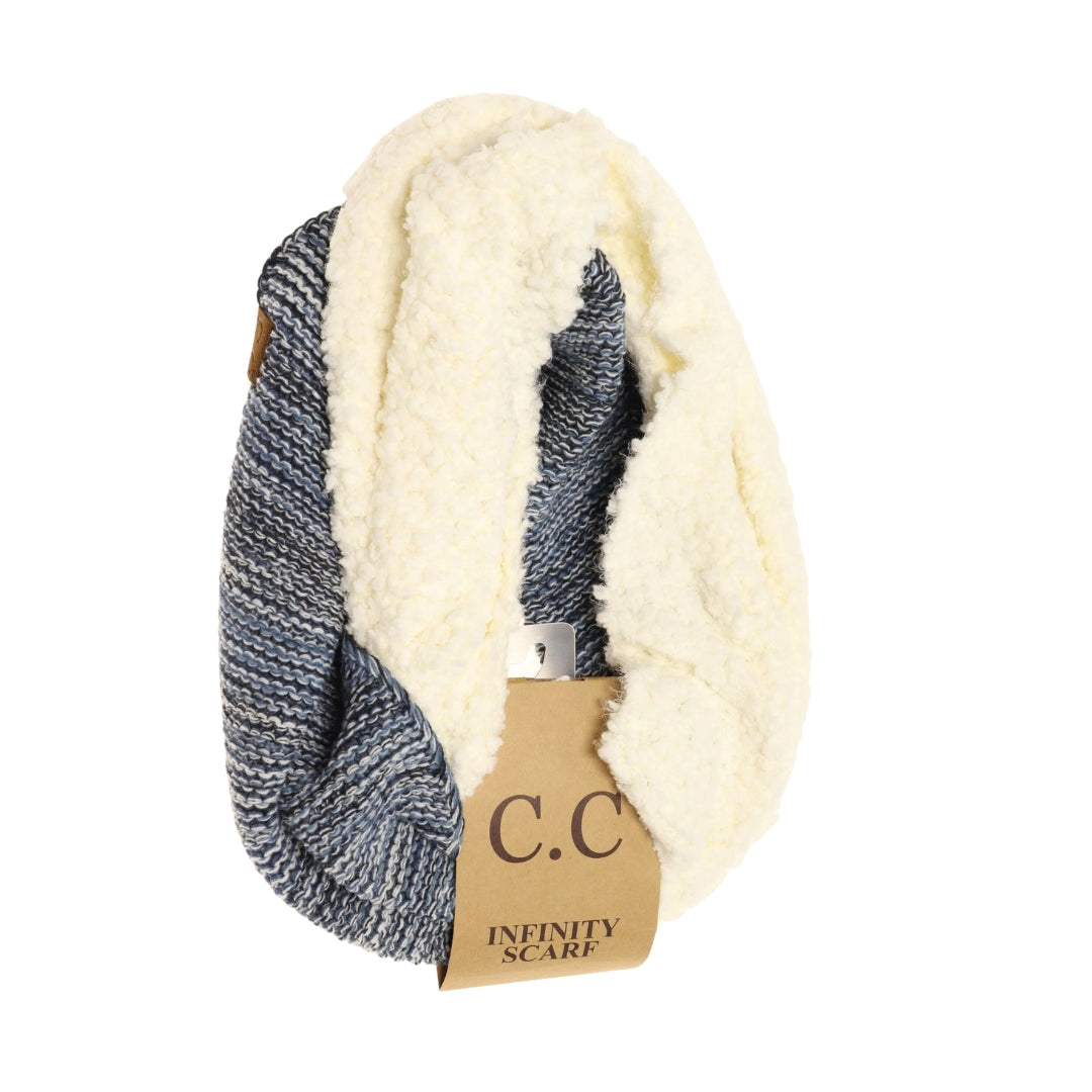 Popcorn Heathered Sherpa Lined Knit Scarf INF7391