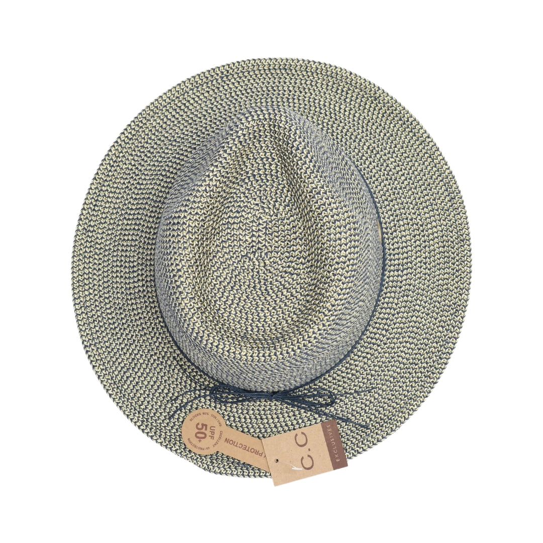 Two Tone Panama Hat with Shimmer Accent ST807