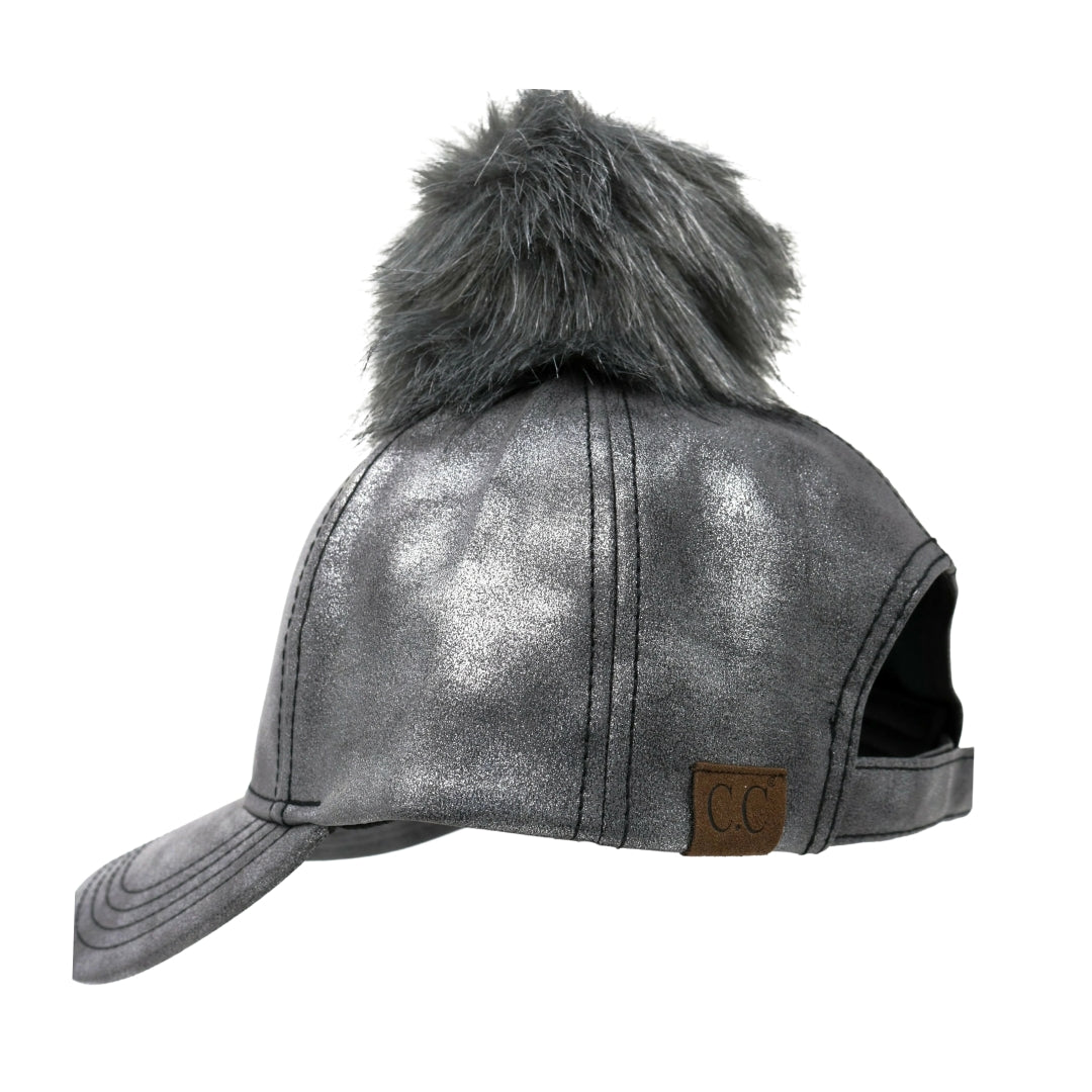 Metallic Fur Pom CC Ball Cap BA15