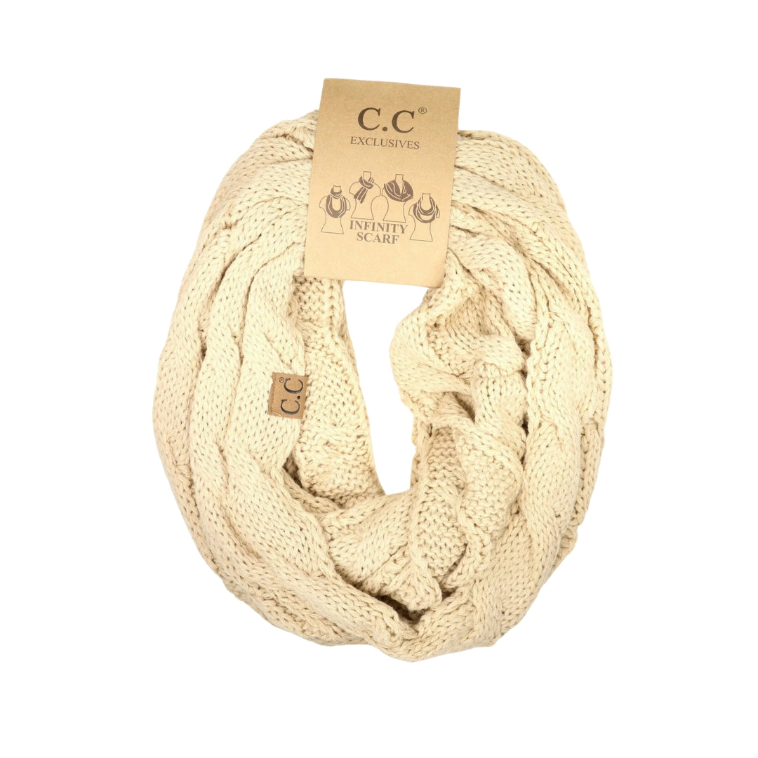 Solid Cable Knit CC Infinity Scarf SF800