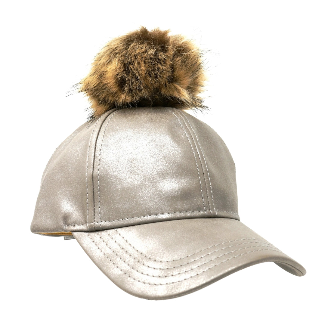 Metallic Fur Pom CC Ball Cap BA15