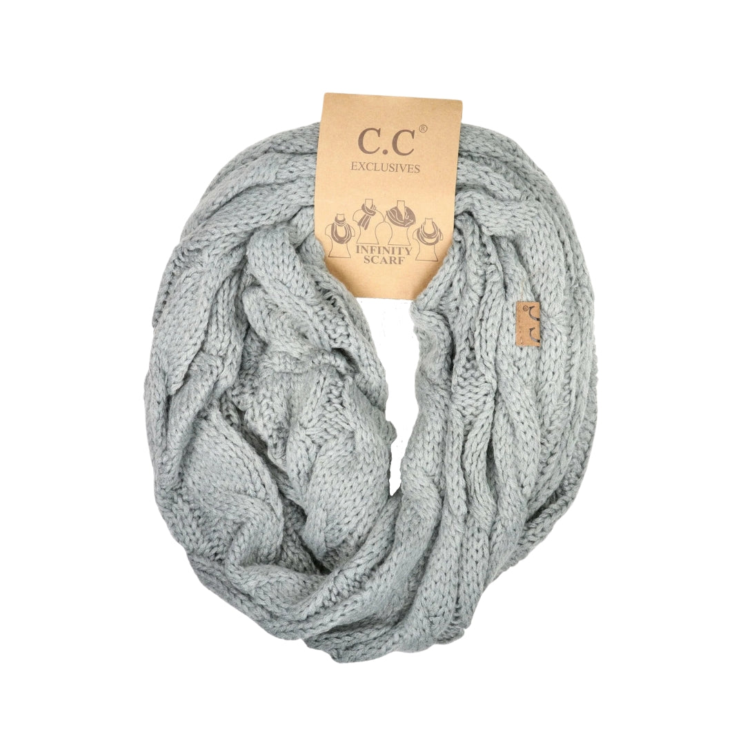 Solid Cable Knit CC Infinity Scarf SF800