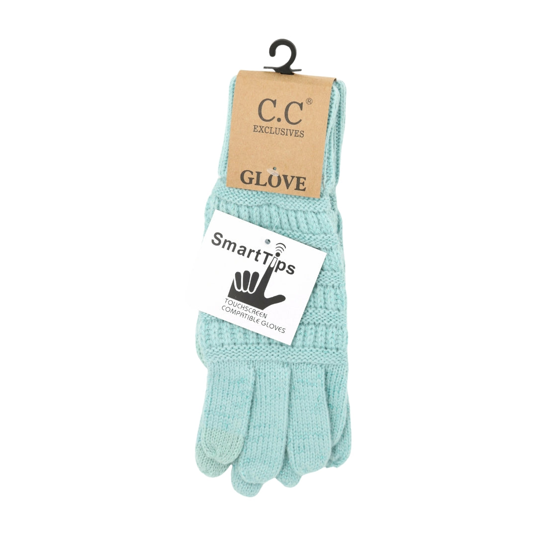 Metallic Cable Knit CC Gloves G20MET