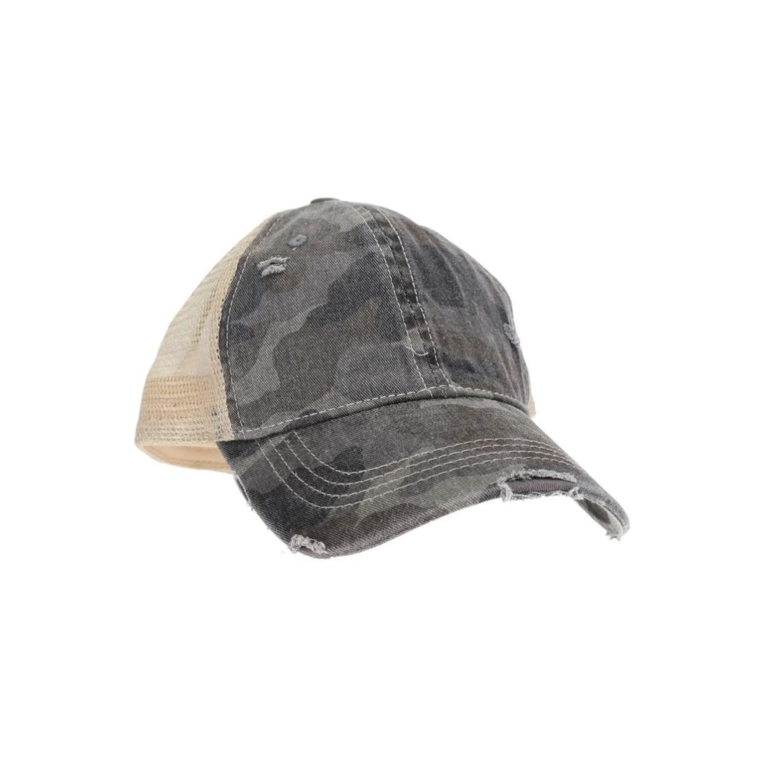 Camouflage Mesh Back High Pony CC Ball Cap BT15