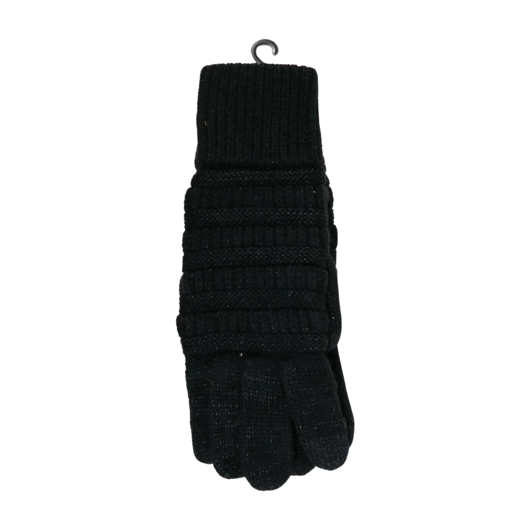 Metallic Cable Knit CC Gloves G20MET