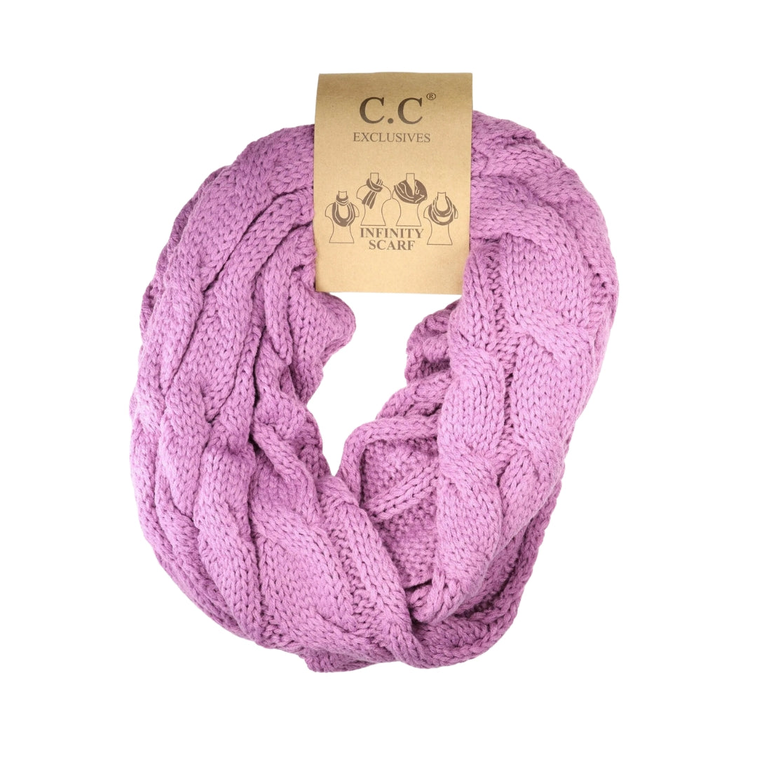 Solid Cable Knit CC Infinity Scarf SF800