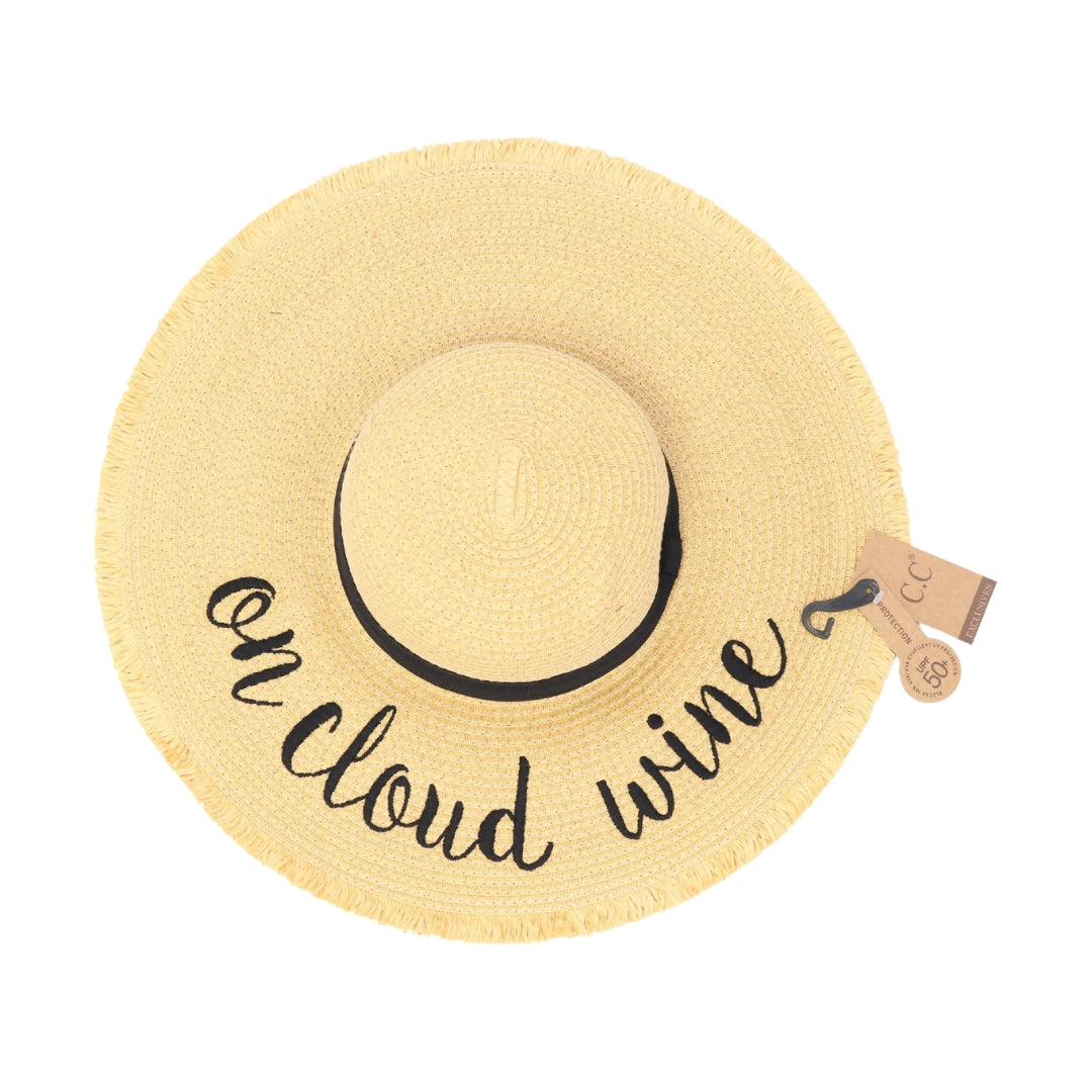 Embroidered Distressed Floppy Sun Hat ST2025