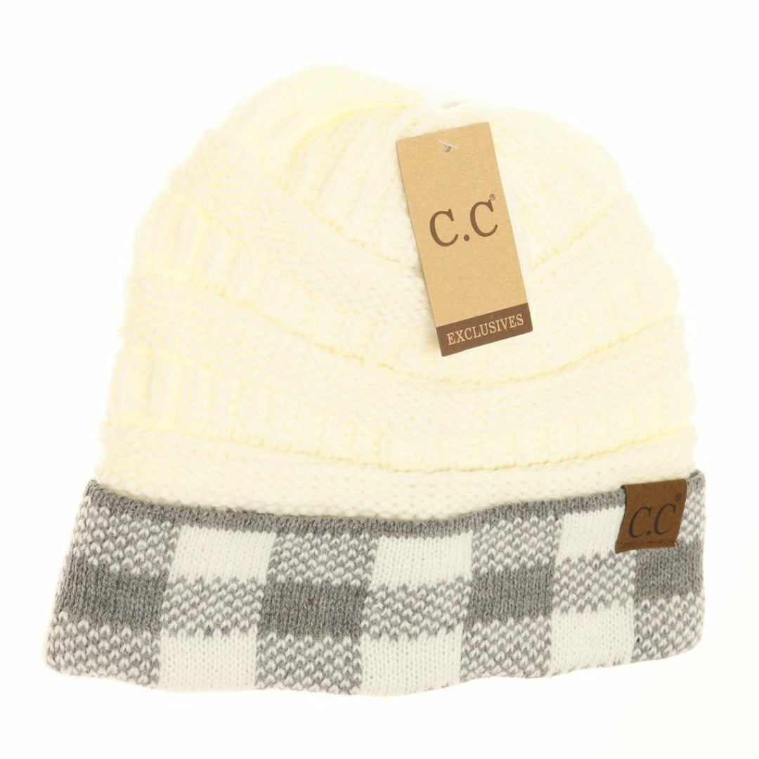 Buffalo Check Knit CC Beanie HAT82